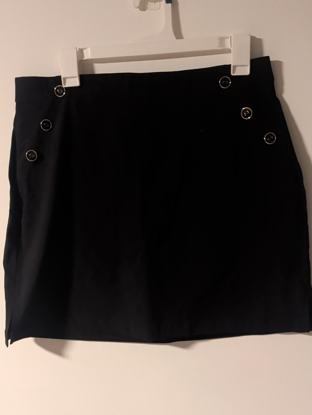 Rafaella Black Mini Skort with Gold-Trim Buttons